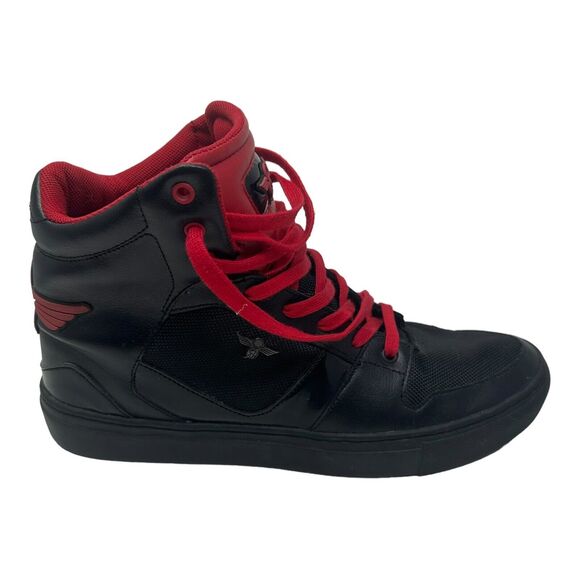 Creative Recreation Men's High Top Sneakers Black Red Leather Size 9.5 Athletic - Picture 3 of 9